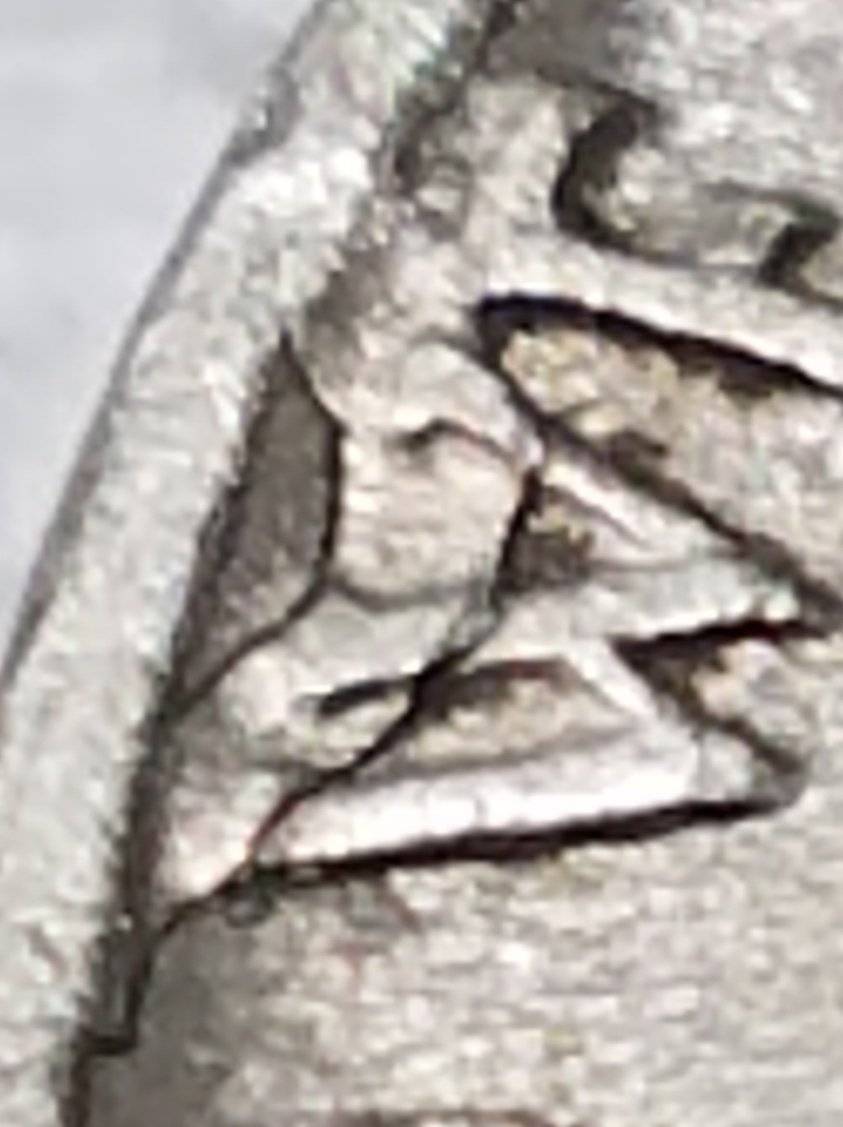 1953-D-Jefferson-Nickel-Struck-Through-Metal-Attached-@-